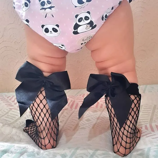 Baby netted socks with bow