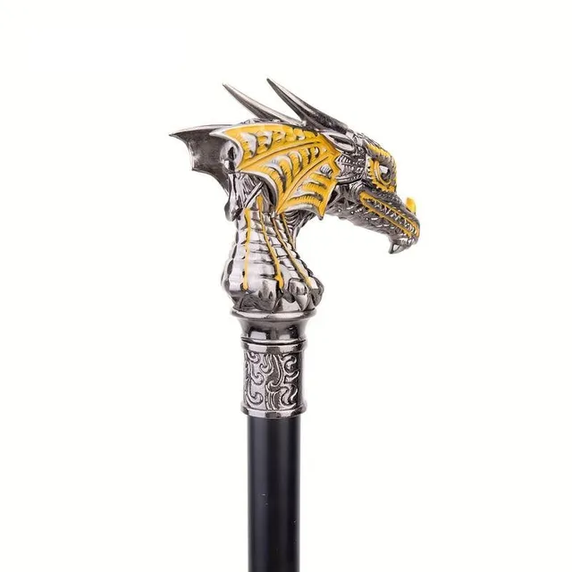 Luxury walking stick with head dragon in color gold and black: Elegant supplement for gentlemen and original gift