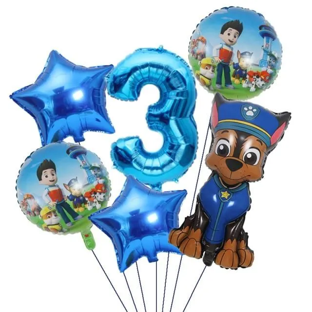 Narozeninové balónky s číslem Tlapková Patrola