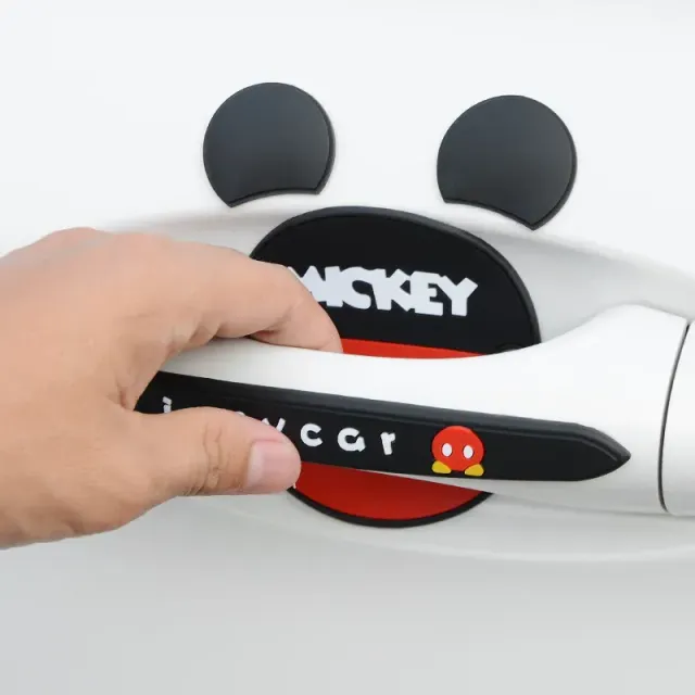 Trends of self-adhesive silicone safety stickers on the car door in Mickey and Minnie's design