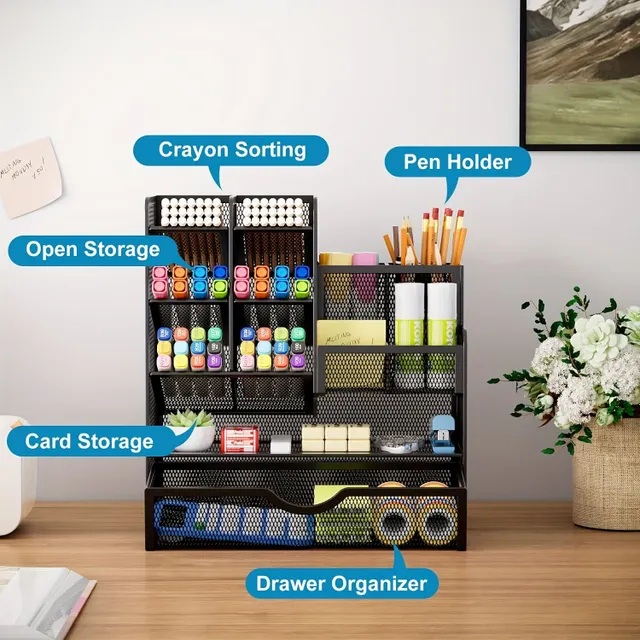 Desk storage rack, multifunctional storage box for stationery and other storage, office storage rack, office accessories