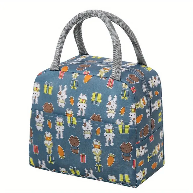 Light and portable lunch bag with zipper and cartoon motif