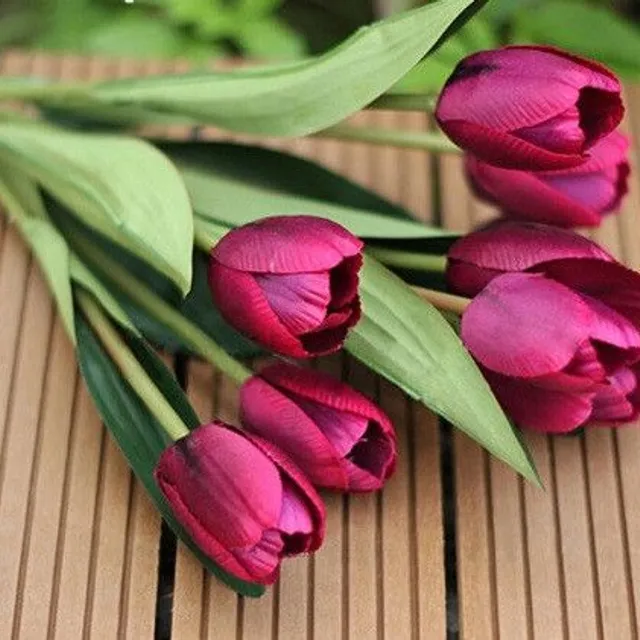 Blumenstrauß aus künstlichen Tulpen 9 Stück - 6 Farben