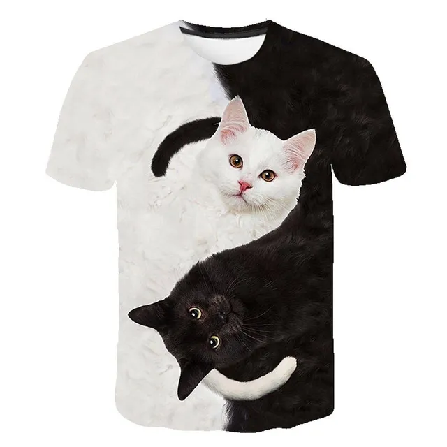 Tricou de damă cu imprimeu 3D de pisică