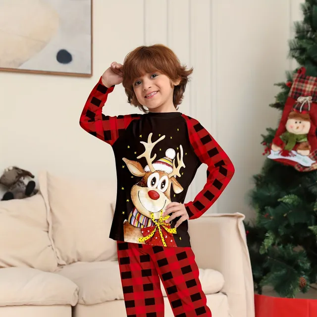 2pcs Children's Pajamas with Elke, Long Sleeve & Cube Pants, Comfortable Pajamas, Children's Clothes at Home, As Gift