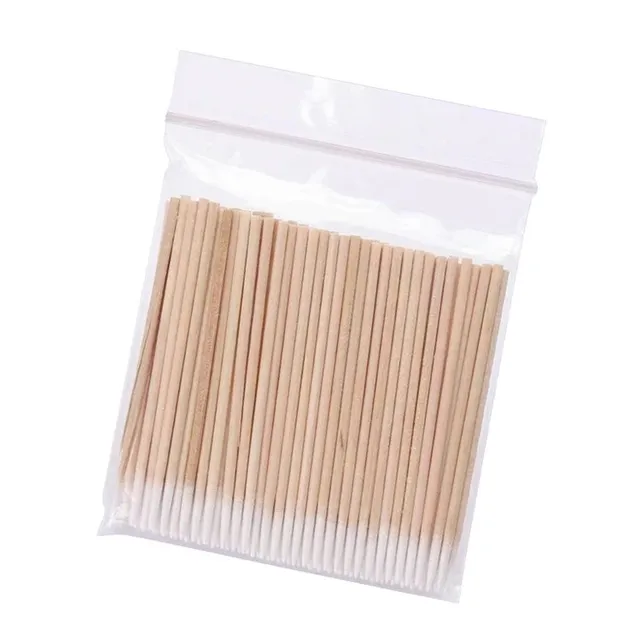 Single cotton bars with double head for cleaning ears, nose and removal of eyelash glue