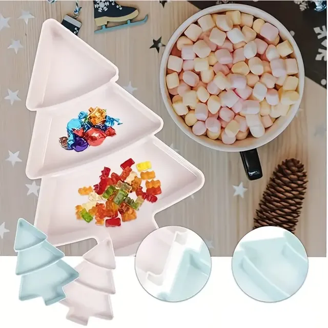 Christmas serving tray in the shape of a tree - plastic tray for fruit, nuts and small snacks