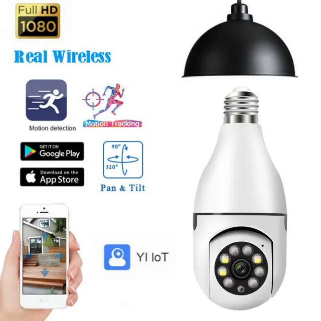 1080P Vezeték nélküli megfigyelés Kamera Automatikus megfigyelés IP kamera Wifi PTZ Éjszakai Vision CCTV kamera biztonsági Baba Monitor E27 Interface