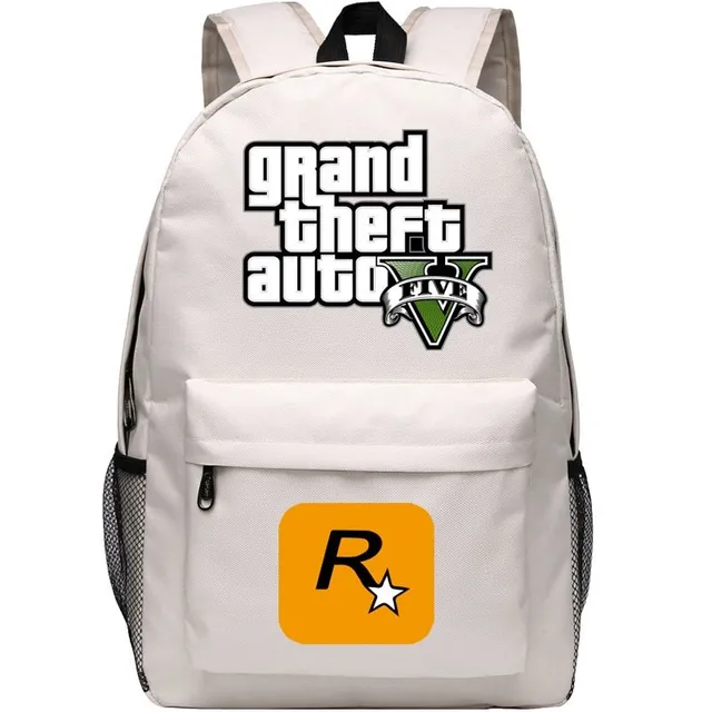 Grand Theft Auto 5 canvas backpack for teenagers Beige 2