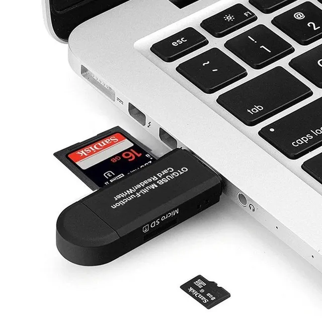 Multifunction memory card reader OTG + USB ports
