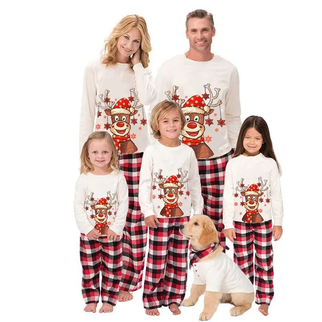 Christmas family pyjamas with a cheerful reindeer print