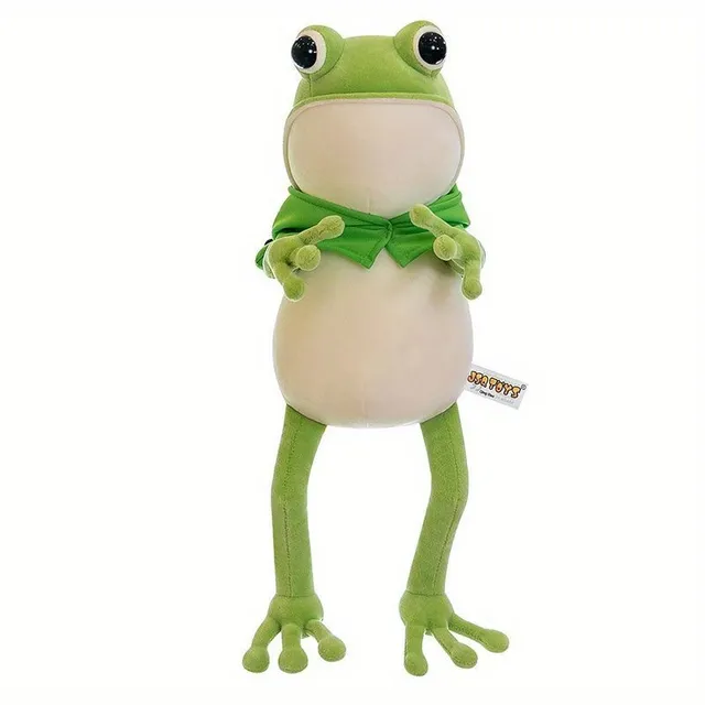 Cute plush pillow with frog in coat