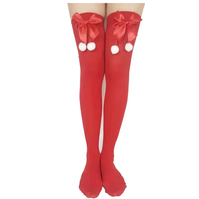 Women's Christmas striped stockings with bow