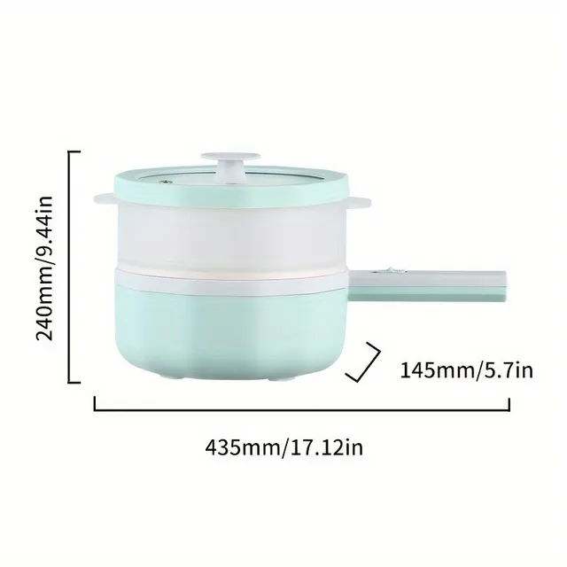 Multifunctional Electric Cooking Pot with Steam Basket, Non-sticky for Frying, Cooking in Steam, Cooking