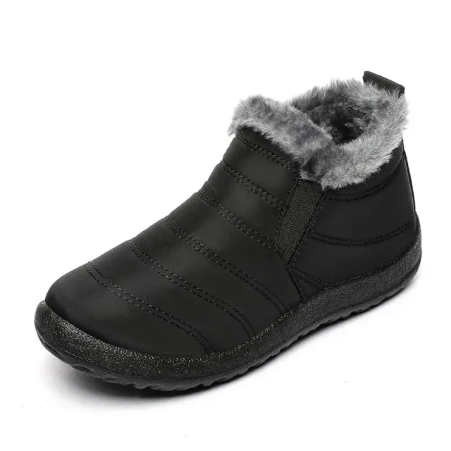 Women's winter boots - short waterproof snow boots with fur