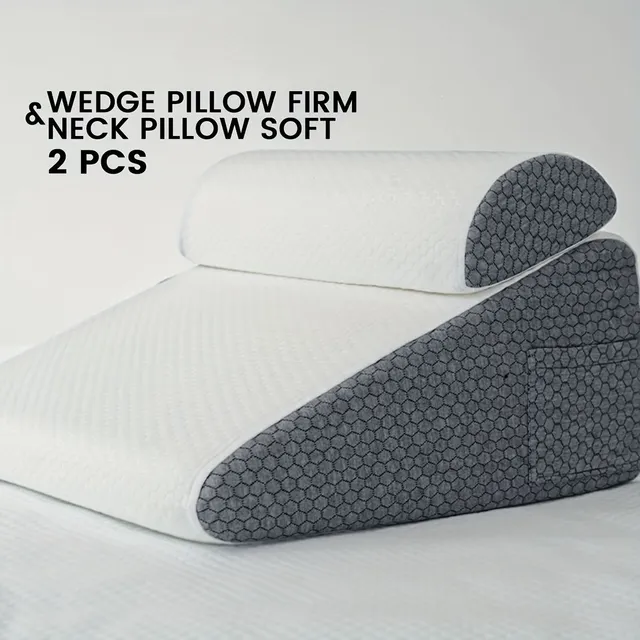 Sleeping wedge 3v1 with breathable air layer and memory foam, suitable for sleep, postoperative care and relief from heartburn.