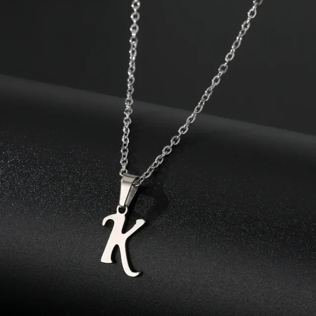 Necklace with letter of steel - Pendant with letter of stainless steel