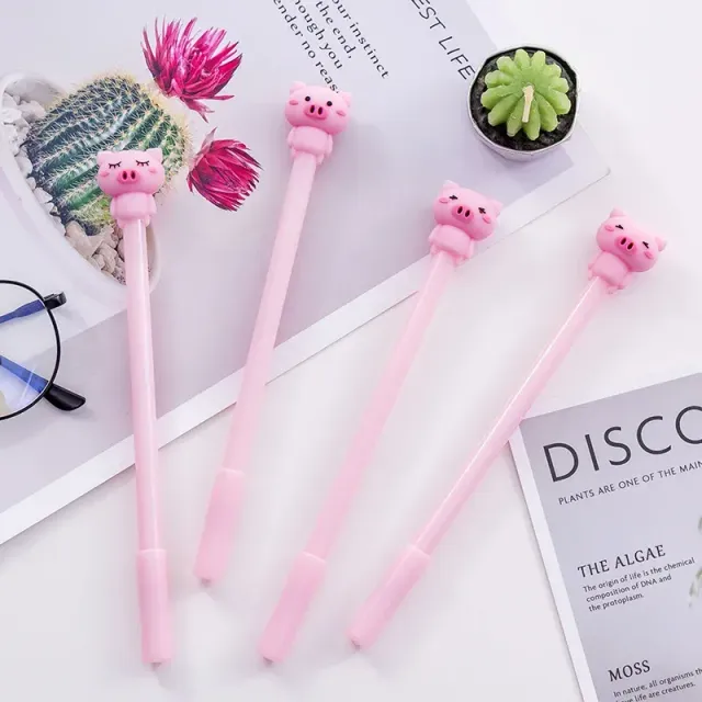 Set of 36 cute neutral pens with a pink pig's motif