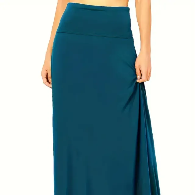 Casual maxi skirt for full-slim - with high waist, simple cut, ideal for spring and summer