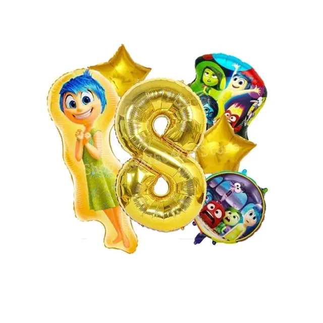 Ensemble de ballons d'anniversaire en aluminium avec numéro - personnages du film Vice-Versa 2