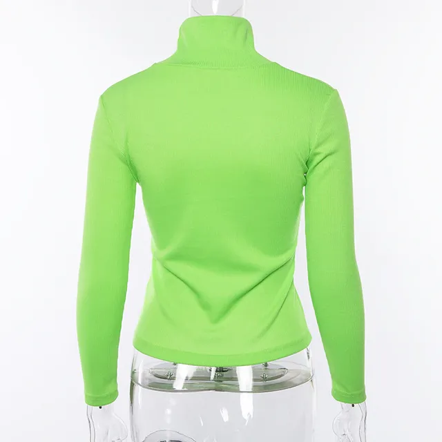 Women's neon fashion turtleneck with long sleeves