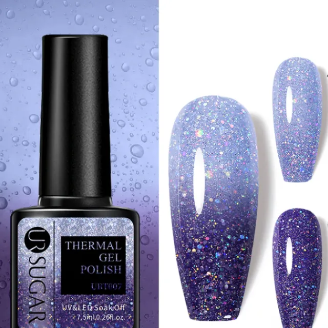 Temperature-responsive glitter gel varnish