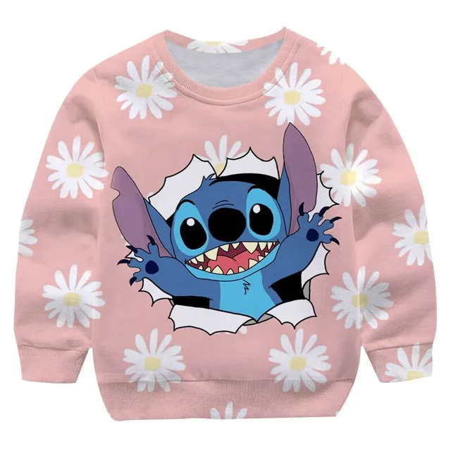 Detská módna mikina bez kapucne s motívom Stitch