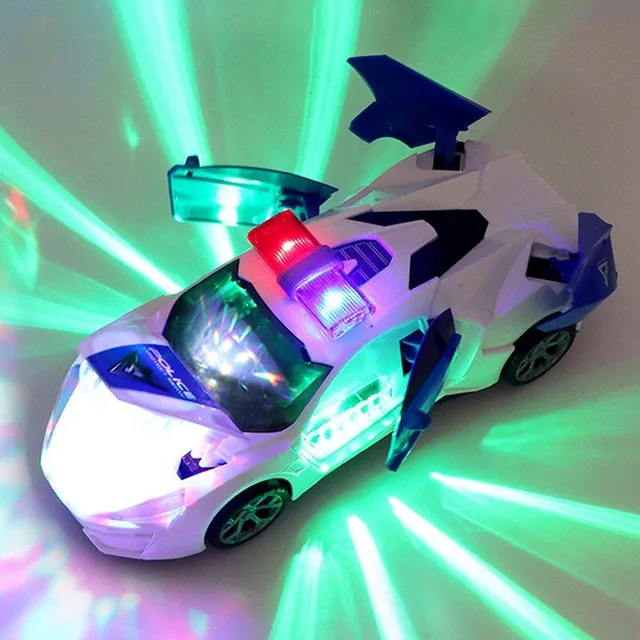Elektrické tanečné policajné auto zo svetelnými efektmi