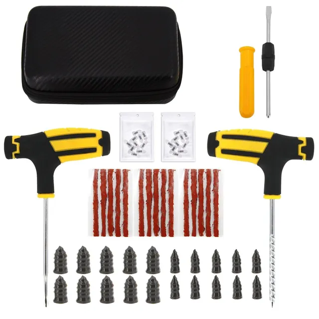 Set de unelte pentru repararea anvelopelor Auto Bike Puncture Plug Garage Needle Nose Pliers Vacuum Film Nail Screws cu husă de depozitare