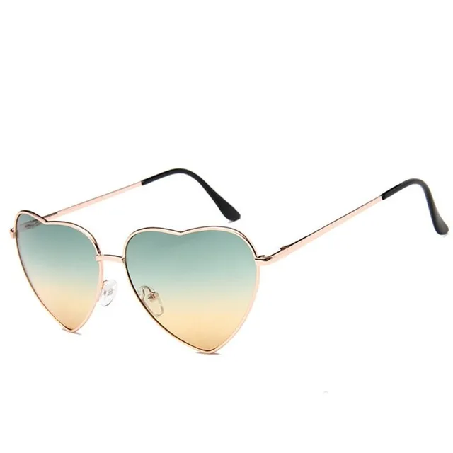 Summer stylish original sunglasses in the shape of a heart - more colored variants Gold GreenOranger