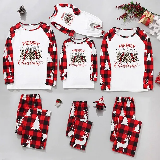 Christmas family plaid pyjamas with themed print