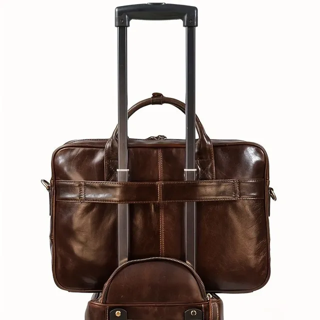 Męska walizka Z Right Beef Leather, Work Bag na notebooku, Work Bag