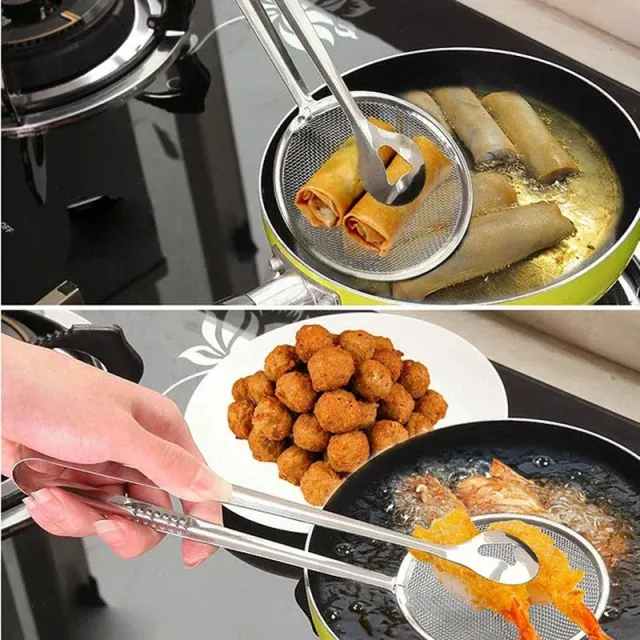 Universal stainless steel oil collector for fried foods - practical kitchen helper