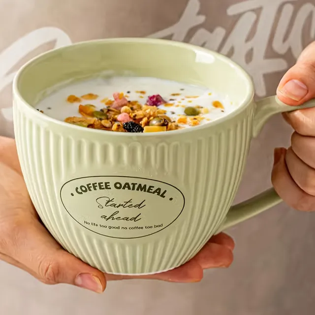 Mug en céramique rayé deardali - 600 ml, idéal pour le petit-déjeuner