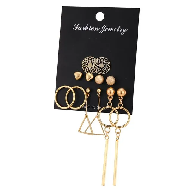 Luxury original set of modern trendy earrings in different shapes and sizes Newman