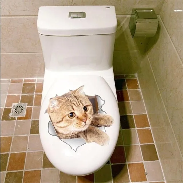 Sticker for toilet with cat m014146