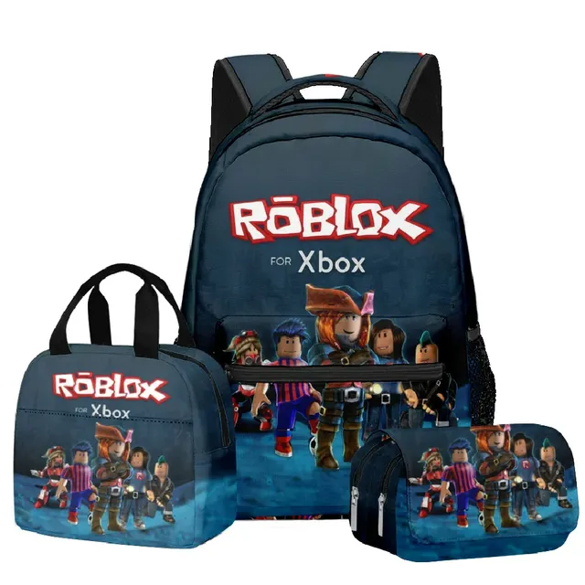 Stylish school set for children - Backpack, pencil case, lunch bag in various Roblox motifs