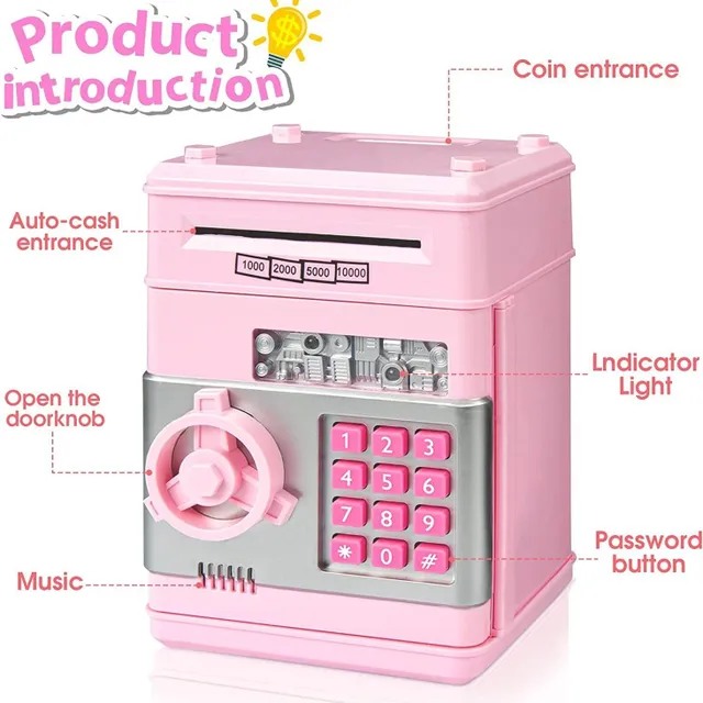 Pink electronic ATM box for children