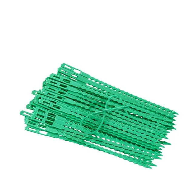 Adjustable plastic tapes for binding plants and shrubs