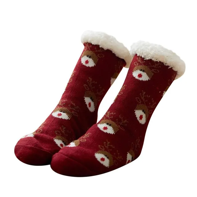 Women's insulated winter socks with cute Christmas motif