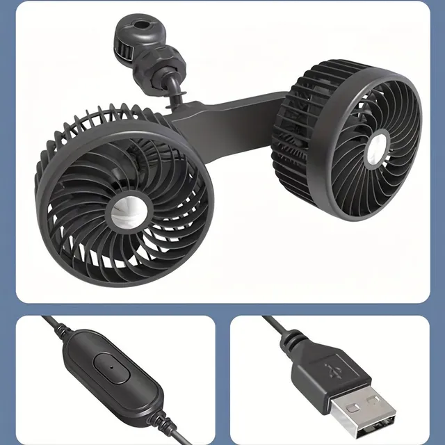 5V Fan Rear Seats To Car USB Fan With Double Head Creative For Interior Cars With Options Settings 120° A 360°-F6207
