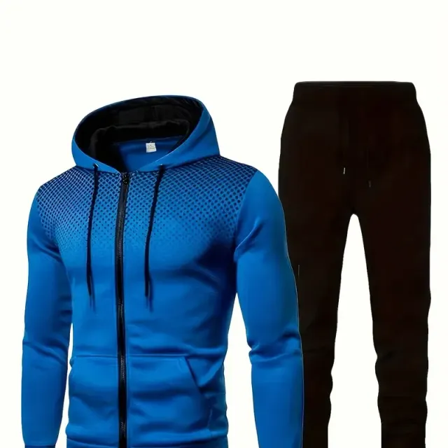 Classic Men's Athletic Kit Two-piece Wardrobe Sets Common Mikins Na Zip With Long Sleeve Kit Set with Hood and Jogging Pants Pro Exercise in Gym Run