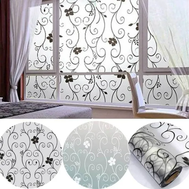 Self-adhesive protective window foil with floral pattern