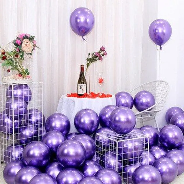 Gold metal latex balloons 12inch metal-purple