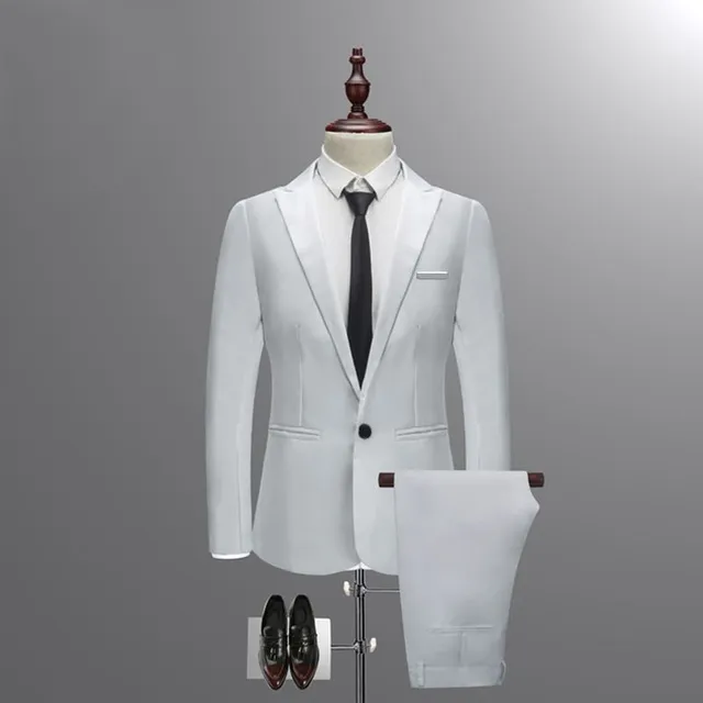 Costum slim fit pentru bărbați în diferite culori - set de pantaloni, sacou și vestă