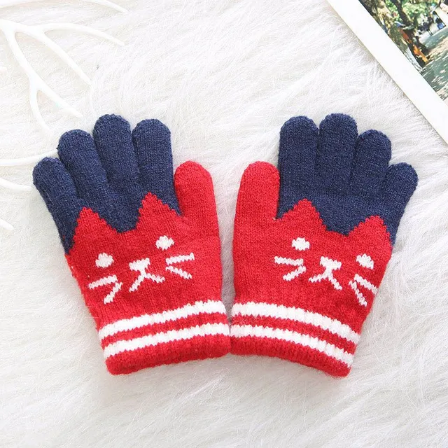 Mănuși pentru copii cu degete cu pisicuță