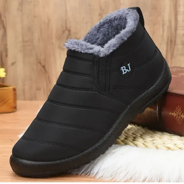 Women's winter boots - short waterproof snow boots with fur