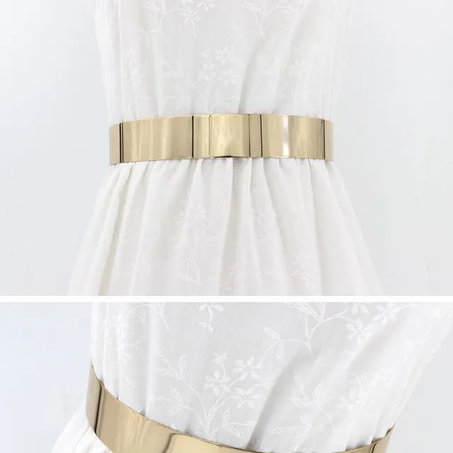 Women's wide metal belt