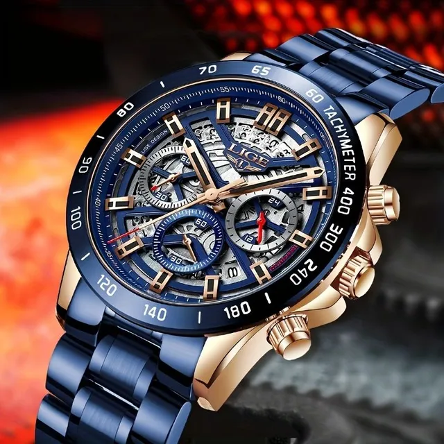 Luxurious waterproof men's watch with chronograph and breathing design - Top brand, ideal gift