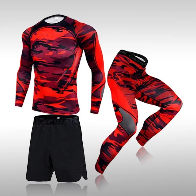 Men's modern set of sports compression clothing with shorts